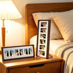 4 Pack Wood Photo Booth Frames 4.7"x12.6" Wood Photo Strip Frame Walnut Film Picture Holder with Stand for Wall Tabletop Desk Home Display Wedding Grad Baby Shower - Image 5