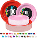 Party Solids Exquisite Red & Pink Mixed Paper Plates - 7" & 9", 200 Pack (100 each), 350 GSM by PartySolids