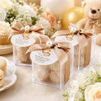 20 Set Fully Assembled Small Bubble Candles Elegant Baby Shower Favors Bulk Set with Decorative Ribbons Thank You Cards for Baby Shower Guest Gifts (20, Brown Bear) - Image 5