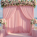 10ft x 10ft Wrinkle Free Pink Backdrop Curtains for Parties, Polyester Baby Pink Backdrop Drapes 2 Panels 5x10ft for Wedding Girl Birthday Party Photography Background by Nobed+HHT