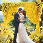 30ft×10ft Yellow Wrinkle Free Backdrop Curtain for Party Wedding, 6 Panels 5×10ft Soft Silky Polyester Photo Backdrop Drapes Curtains forBirthday Bee Parties Baby Shower Photography Backgrounds - Image 2