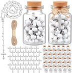 Ferreve 12 Sets Mini Rosary Favors Baptism Favors for Guests with Bottle Cross Scented Wood Beads Necklace Cross Pendant First Communion Gift for Catholic Christening Baby Shower Wedding Party by Ferreve
