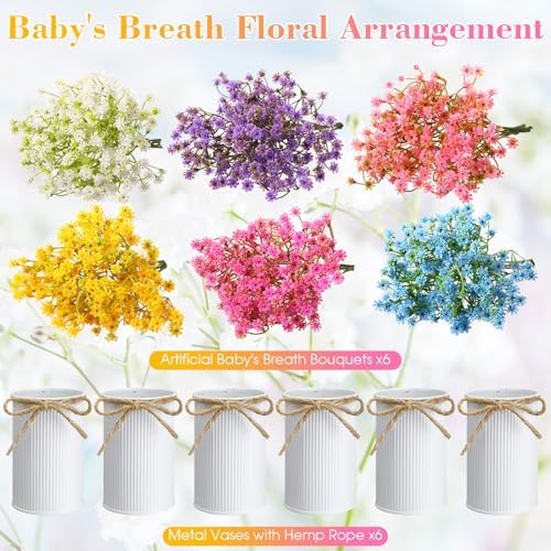 Wavwavw 6 Set Babys Breath Artificial Flowers Centerpieces for Tables - Image 3