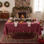 Eternal Beauty Red Plaid Ruffle Tablecloth 60x120 in - Image 4