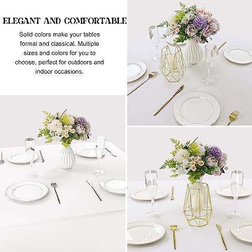 4 Pack Square Table Cloth 85x85 Inch White Tablecloth Machine Washable Fabric Polyester Table Cover for Dining, Buffet Parties, Picnic, Events, Weddings and Restaurants（White） - Image 3