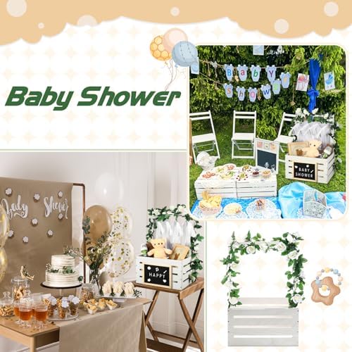 Barydat Wooden Baby Shower Crate Closet Baskets for Baby Shower, White - Image 6