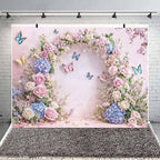 12x10ft Pink Butterfly Floral Backdrop Baby Shower Colorful Flowers Backdrops for Photograph Background Wedding Girl Birthday Table Cake Party Decorations Photo Studio Props - Image 3