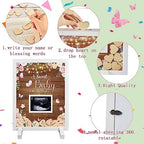 Kosiz Baby Shower Guest Book Frame, 60 Guests Wooden Hearts, Wood Floral - Image 3