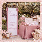 Wedding Welcome Linen Sign Stand with Satin Ribbon(Pink) - Image 2