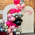Hot Pink and Black Balloons,50PCS 12 Inch Black Pink and Silver Confetti Balloons with Ribbon,for Girls Wedding Bridal Shower Birthday Party Decorations (Pack of 3) - Image 3