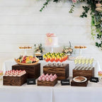 6 Pcs Buffet Risers and stands with Food Signs, Food Risers for Buffet Table, Rustic Wood Cake Stand, Wood Risers Display Stands for Decor, Party, Birthday, Wedding, Baby Shower - Image 4