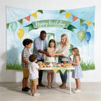 Green Tractor Happy Birthday Backdrop Banner Size 10x8 Ft Watercolor Farm Themed Design Durable Polyester Photo Booth Background for Boy's Birthday & Farm Party Decorations Supplies - Image 3