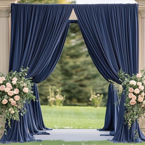 60×14ft Wrinkle Free Navy Blue Backdrop Curtain for Wedding Parties,12 Panels 5×14ft Height Soft Silky Polyester Photo Backdrop Drapes Curtains for Birthday Photography Stage Events Background Cloth - Image 5