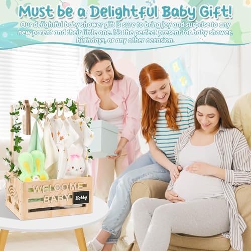 Jupwalz Wooden Baby Shower Crate Closet With Hangers, Letters, Dividers - Easy Assembly Basket for Newborn Boys Girls - Pregnancy Gifts for New Parents - Image 7