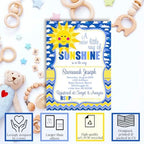 Custom Baby Shower Invites Boy Sunshine Baby Shower Invitation 20 5x7 Custom Personalized A Little Ray of Sunshine Shower Invites With Envelopes - Unique Sunshine Theme - Image 2