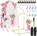 Jupwalz Arch Backdrop Stand and Cover Set, Metal Arch Stand with Rich Balloon Tool for Wedding Birthday Baby Shower Graduation Event Balloon Flowers Decor, Easy to Assemble (7.2FT & 6FT, White) by Jupwalz
