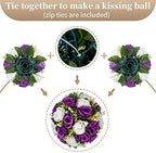 Sziqiqi Silk Rose Flower Balls for Table Centerpieces, Purple&White, 10Pcs - Image 7