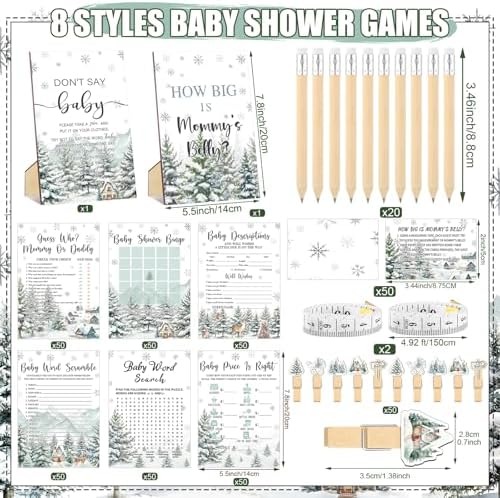 Funnymoom 426 Pcs Winter Baby Shower Games Set, 8 Activities Bingo - Image 3