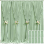 10 Panels Sage Green Backdrop Curtain for Parties Wrinkle Free Dark Green Photo Curtains Backdrop Drapes Fabric Decoration for Weding Baby Shower Birthday Party Photography 50ft(W) x 10ft(H) by Tao-GePartyDecorations