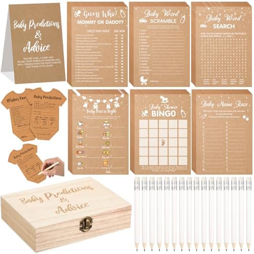 Estune 352 Pcs Baby Shower Advice Cards for Parents to Be Advice for New Parents Baby Shower Decorations Girl, Advices and Wishes for Cards Box Fun Game Ideas(Kraft Paper) by Estune