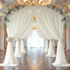 40ft x 10ft Beige Backdrop Curtains, Wrinkle-Free Sheer Chiffon Fabric Photo Backdrop Drapes for Wedding Arch Party Ceremony Stage Photography Decorations - Image 3