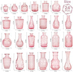 Clear Pink Glass Bud Vase Set of 24 Pcs,Small Bud Vases in Bulk,Glass Crystal Flower Vases Table Centerpieces for Party Event Wedding Decor Baby Shower Decorations (Pink, 24 Pcs) - Image 4
