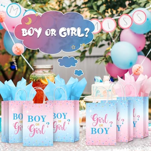 Tinlade 30 Set Gender Reveal Party Gift Bags with Tissue Paper Baby Shower Party Gender Reveal Paper Bags with Handles - Image 7