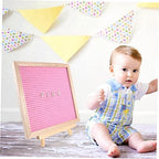 Pink Double Sided Felt Letter Board with Wooden Easel Stand | Wood Frame, Message Display, Letters, Baby Shower and Wedding Use - Image 3