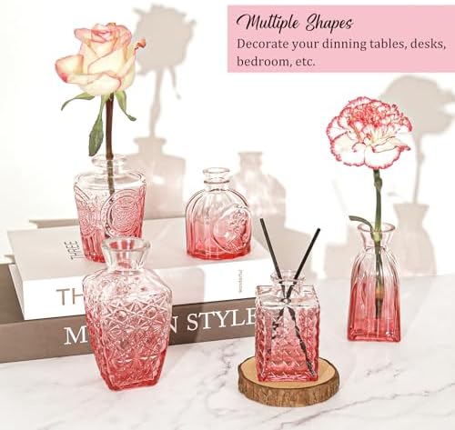 Set of 36 Glass Bud Vases Small Flower Vases for Centerpieces(Pink) - Image 5