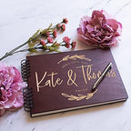 Wedding Guest Book Personalized with 9 Designs & 5 Rustic Colors - Small - Customized Guestbook Registry Sign-in with Name - Date, Hard Cover Laser Engraved Guest Book - Image 6