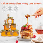 AuroTrends 1.5oz Mini Hexagon Honey Jars 60-Pack with Lids & Dippers - Image 7