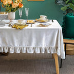 GLORY SEASON Velvet Tablecloth Luxurious Solid Rectangle Table Cloth,Oblong Retro Farmhouse Ruffle Tablecloths Washable Table Cover for Party Wedding Baby Shower Kitchen Dinning Tabletop Decoration by GLORYSEASON