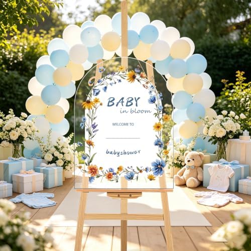 Acrylic Baby Shower Welcome Sign, 24" x 18 Inch, Baby in Bloom Wildflowers Welcome Sign for Garden Ceremony Lawn Party Outdoor & Indoor Use - Image 6