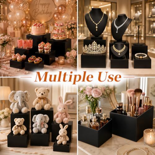 6 Pcs Food Risers for Display Party Buffet Riser Black(4",4",5",6",7",8") - Image 7