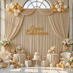 gogoparti 20x12ft Beige Backdrop Curtain for Wedding Parties, 4 Panels (5x12 ft Each) Wrinkle-Free Dackdrop Curtains, Silky Draping Fabric for Birthday Party, Baby Shower, Photo Background - Image 5
