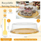6 Pack Disposable Catering Trays with Lids for Party, 12 Inch, Gold, Yellow - Image 2