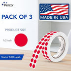 Perco Red Perforated Round Circle Dot Sticker 1/2-Inch Labels — 3 Rolls, 9,000 Stickers - Events, Sales for Alert Dots, Urgent Marking & Attention Labels, Strong Adhesive - Made in USA - Image 2