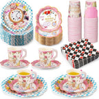 FillTouch 50 Sets Wonderland Paper Tea Cups and Saucers for Tea Party by FillTouch