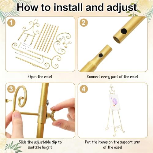 Easel Stand for Sign, Classic, Gold, 1 Pcs - Image 3