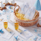 Vesici 50 Sets Silly Goose Party Favors for Guests Include Baby Shower Shot Glass and Card Organza Bag for Birthday Baby Shower Goose Party Supplies (Blue) - Image 7