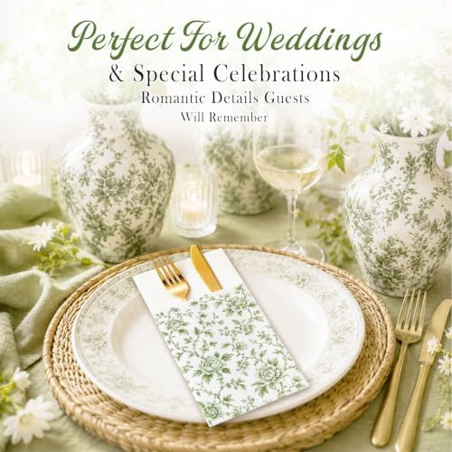 French Toile Napkins Vintage Wedding Bridal Showert Napkin - Image 2