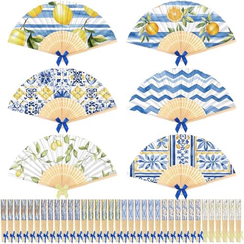 Roowest 36 Pcs Amalfi Coast Lemon Folding Hand Fans Bulk, Party Decorations by Roowest