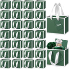 Yeaqee 50 Pcs Mini Metallic Paper Gift Bags with Handle, Green White by Yeaqee