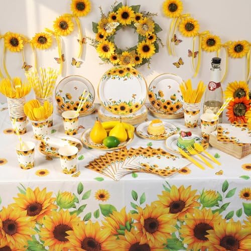 Potchen 452 Pcs Sunflower Party Supplies Serve 50, Yellow - Image 6