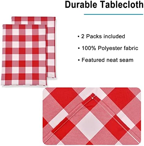 Hiasan Red and White Plaid Tablecloth Waterproof, 2 Pack, 54 x 80 inch - Image 3