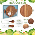6 Set Bridal Baby Shower Cheese Prizes Wooden Serving Round Board - Image 2