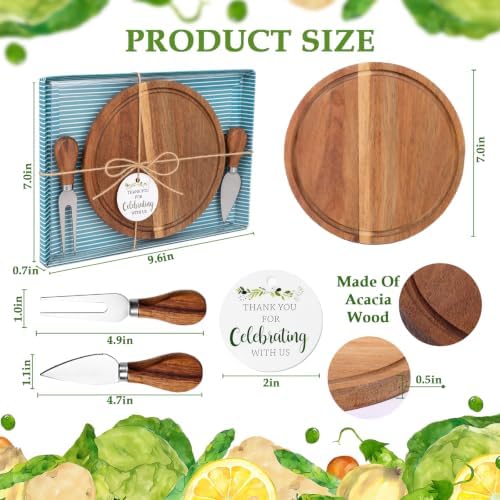 6 Set Bridal Baby Shower Cheese Prizes Wooden Serving Round Board - Image 2