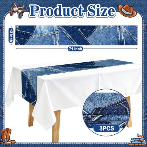 6 Pcs Blue Jean Baby Shower Table Runner Decorations - Image 2