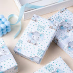 WRAPAHOLIC Jumbo Baby Boy Wrapping Paper - 30 Inch x 100 Feet Jumbo Roll - Adorable Blue Elephant Design for Baby Shower, Party, Holiday - Image 6