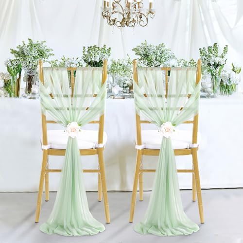 Sage Green Chair Sashes Banquet: 32 Pieces Wedding Dinner Chair Draping Fabric - Reception Chairs Cover Decora - Image 4
